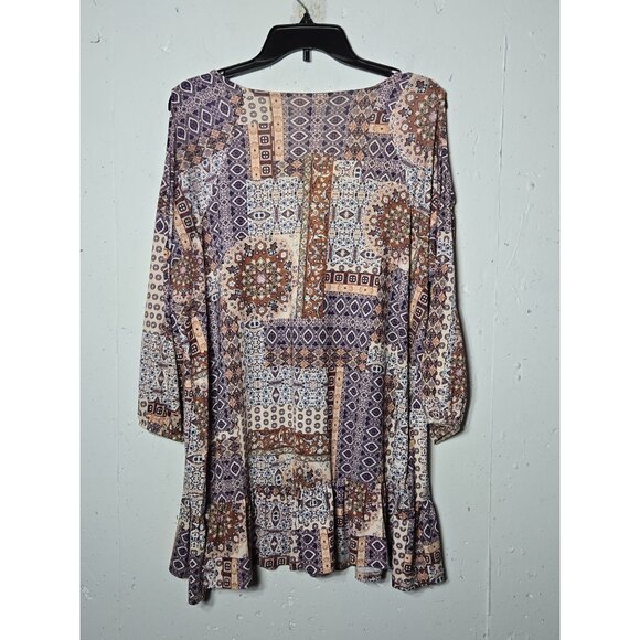 Style & Co Womens Cold Shoulder Long Sleeve Top Plus Size 0X Ruffle Boho Stretch - Picture 2 of 10